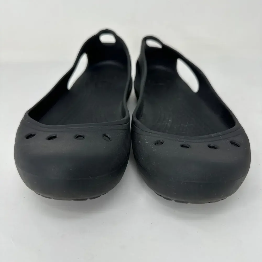 Crocs Kadee Shoes Ballet Flats Cutout Rounded Toe Slip On Black Womens Size 8‎